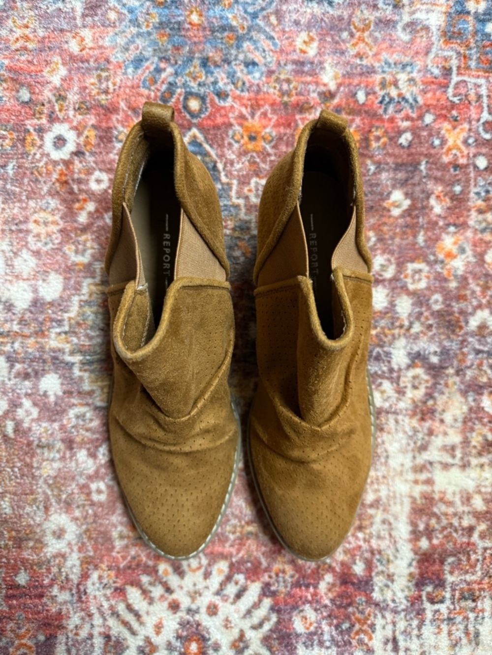 Report Drewe Perforated Ankle Booties Tan 7.5 Low Heel - Picture 5 of 6